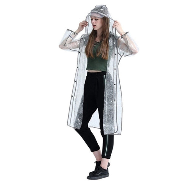 Unisex Reflective Lightweight Transparent Hooded Raincoat